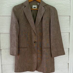 DKNY Women's Textured Brown Blazer